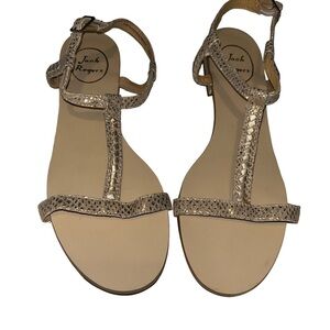 JACK ROGERS CHENEY GOLD STAPPY FLAT SANDAL size 8.5.